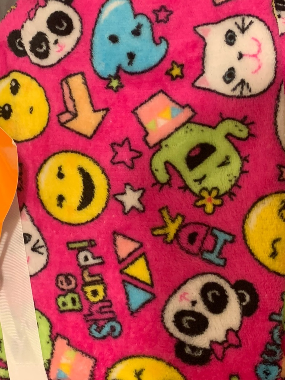 Pink Emoji & Animal Plush Blanket - Bright Cartoon Print